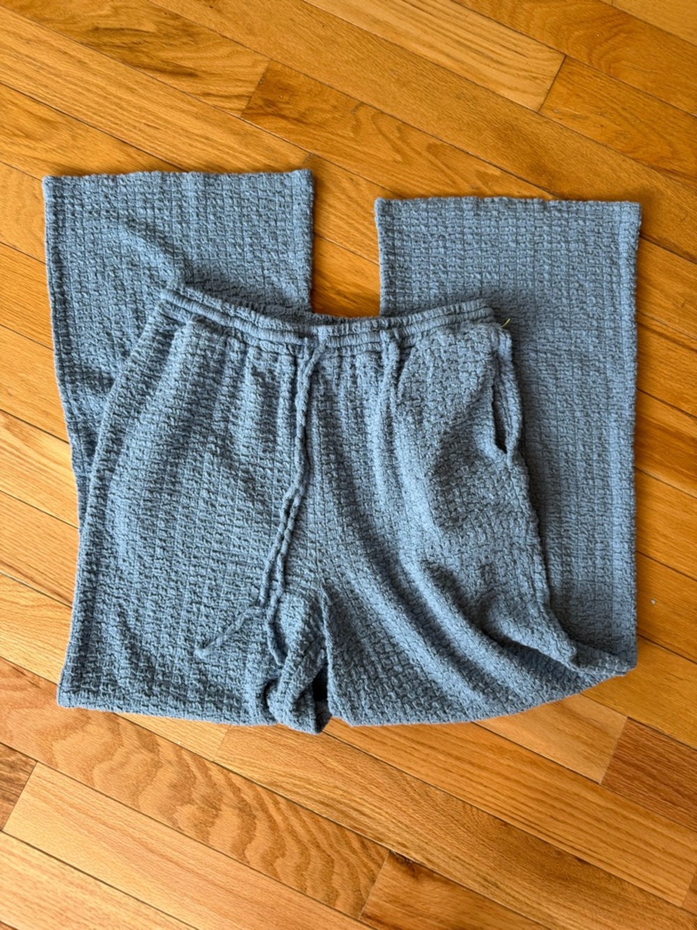 Light Blue Textured Knit Lounge Pants